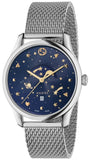 Gucci G-Timeless Motifs Moon Phase Blue Dial Silver Mesh Bracelet Watch For Men - YA126328