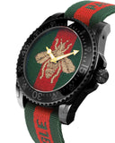 Gucci Dive Green & Red Dial Green & Red Nylon Strap Watch For Men - YA136216