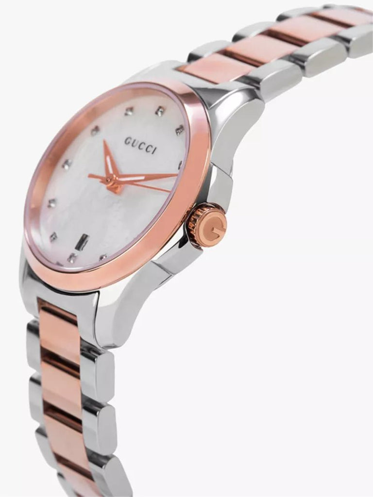 Gucci G Timeless Mother of Pearl Dial Two Tone Steel Strap Watch