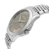 Gucci G Timeless Brown Dial Silver Steel Strap Watch For Men - YA126406