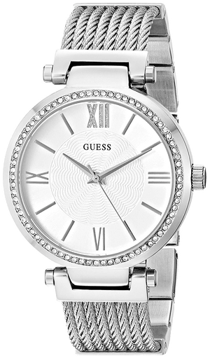 Guess Soho Silver DIal Stainless Steel Mesh Bracelet Watch For Women - W0638L1