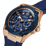 Guess Legacy Blue Dial Blue Silicone Strap Watch For Men - W1049G2