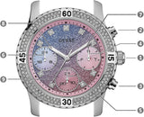 Guess Confetti Multicolored Dial Silver Steel Strap Watch For Women - W0774L1