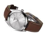 Tissot Gentleman Silver Dial Brown Leather Strap Watch For Men - T127.410.16.031.00