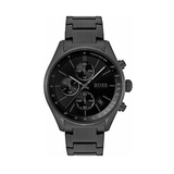 Hugo Boss Grand Prix Black Dial Black Steel Strap Watch for Men - 1513676