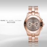 Marc Jacobs Blade Sunray Brown Dial Rose Gold Stainless Steel Strap Watch for Women - MBM3308