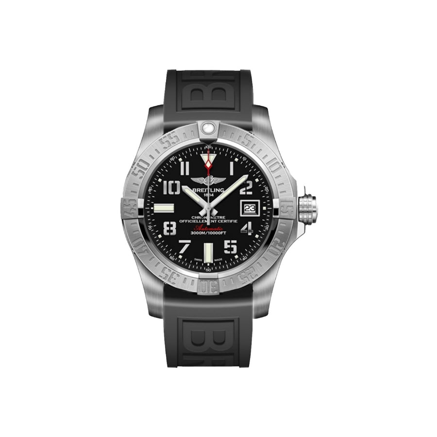 Breitling Avenger II Seawolf Stainless Steel 45mm Black Rubber Strap Mens Watch - A1733110/BC31/153S