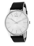 Calvin Klein City White Dial Black Leather Strap Watch For Men - K2G211C6