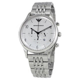 Emporio Armani Classic Chronograph Silver Dial Silver Steel Strap Watch For Men - AR1879