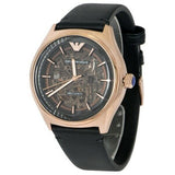 Emporio Armani Meccanico Black Dial Black Leather Watch For Men - AR60004