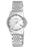 Gucci G Timeless Diamonds Mother of Pearl Dial Silver Steel Strap Watch For Women - YA126504