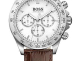 Hugo Boss Ikon White Dial Brown Leather Strap Watch for Men - 1513175