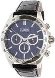 Hugo Boss Ikon Blue Dial Black Leather Strap Watch for Men - 1513176