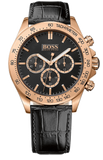 Hugo Boss Ikon Black Dial Black Leather Strap Watch for Men - 1513179