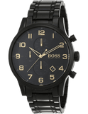 Hugo Boss Aeroliner Black Dial Black Steel Strap Watch for Men - 1513275