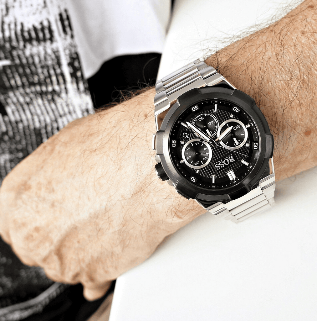 Hugo Boss Supernova Chronograph Black Dial Silver Steel Strap