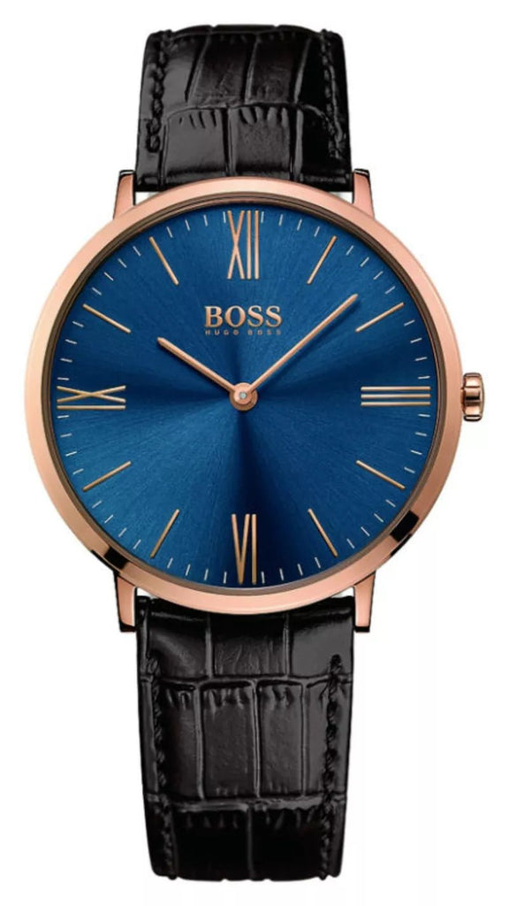 Hugo Boss Classic Jackson Blue Dial Brown Leather Strap Watch for Men - 1513458