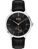 Hugo Boss Corporal Black Dial Black Leather Strap Watch for Men - 1513638