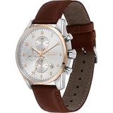 Hugo Boss Skymaster White Dial Brown Leather Strap Watch for Men - 1513786