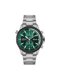 Hugo Boss Globetretter Green Dial Silver Steel Strap Watch for Men - 1513930