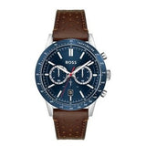 Hugo Boss Allure Blue Dial Brown Leather Strap Watch for Men - 1513921