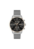 Hugo Boss Associate Black Dial Silver Mesh Bracelet Watch for Men - 1513805