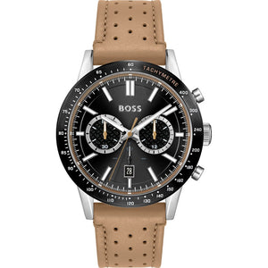 Hugo Boss Allure Black Dial Brown Leather Strap Watch for Men - 1513964