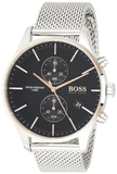 Hugo Boss Associate Black Dial Silver Mesh Bracelet Watch for Men - 1513805