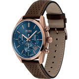 Hugo Boss Champion Blue Dial Brown Leather Strap Watch for Men - 1513817