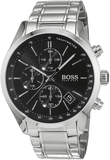 Hugo Boss Grand Prix Black Dial Silver Steel Strap Watch for Men - 1513477