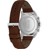 Hugo Boss Skymaster White Dial Brown Leather Strap Watch for Men - 1513786