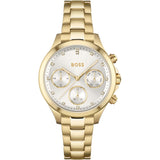 Hugo Boss Hera White Dial Gold Steel Strap Watch for Women - 1502628