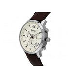 Hugo Boss Attitude White Dial Brown Leather Strap Watch for Men - 1513609