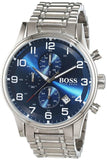 Hugo Boss Aeroliner Blue Dial Silver Steel Strap Watch for Men - 1513183