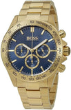 Hugo Boss Ikon Blue Dial Gold Steel Strap Watch for Men - 1513340