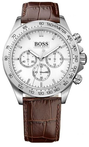 Hugo Boss Ikon White Dial Brown Leather Strap Watch for Men - 1513175