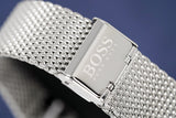 Hugo Boss Ocean Edition Black Dial Silver Mesh Strap Watch for Men - 1513742