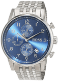 Hugo Boss Navigator Chronograph Blue Dial Silver Steel Strap Watch for Men - 1513498