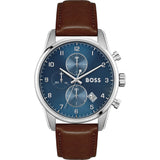 Hugo Boss Skymaster Blue Dial Brown Leather Strap Watch for Men - 1513940