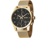 Hugo Boss Skymaster Black Dial Gold Mesh Bracelet Watch for Men - 1513838