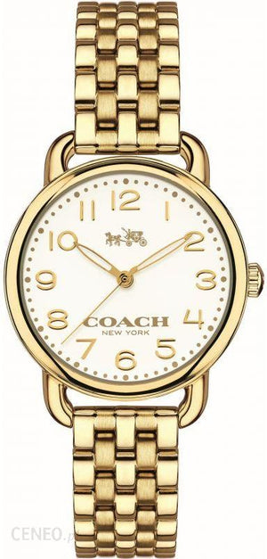 Coach Delancey Classic White Dial Gold Steel Strap Watch for Women - 14502261