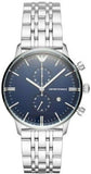 Emporio Armani Gianni Chronograph Blue Dial Silver Steel Strap Watch For Men - AR80013