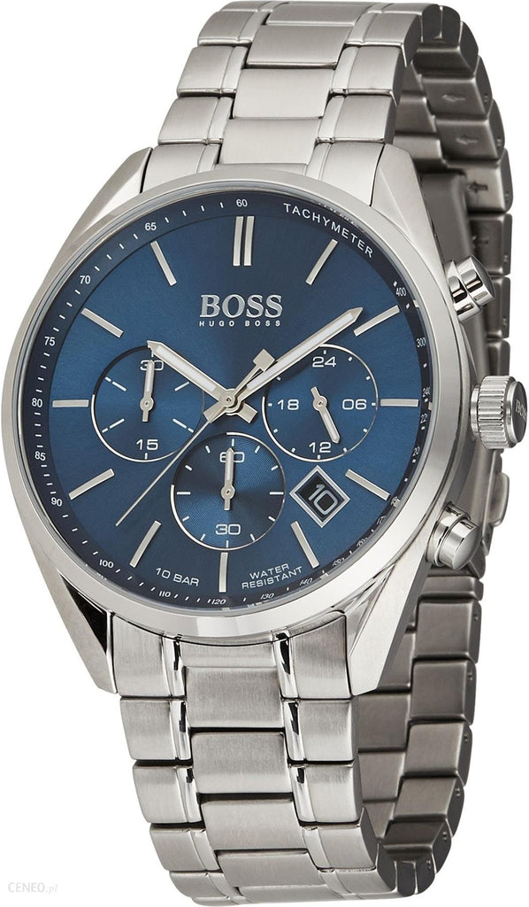 Hugo Boss Champion Blue Dial Silver Steel Strap Watch for Men - 1513818