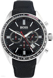 Hugo Boss Driver Black Dial Black Leather Strap Watch for Men -1513087