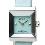 Gucci G-Frame Pastel Blue Mother of Pearl Dial Blue Leather Strap Watch For Women - YA128531