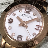 Marc Jacobs Amy White Dial Rose Gold Stainless Steel Strap Watch for Women - MBM3227