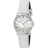 Gucci G-Timeless Mother of Pearl White Dial White Leather Strap Watch For Women - YA126597