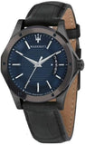 Maserati Circuito Blue Dial Black Leather Strap Watch For Men - R8851127002