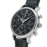 IWC Portofino Chronograph Black Dial Black Leather Strap Watch for Men - IW391029