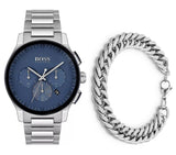 Hugo Boss Peak Chronograph Blue Dial Silver Steel Strap Watch for Men - 1513763